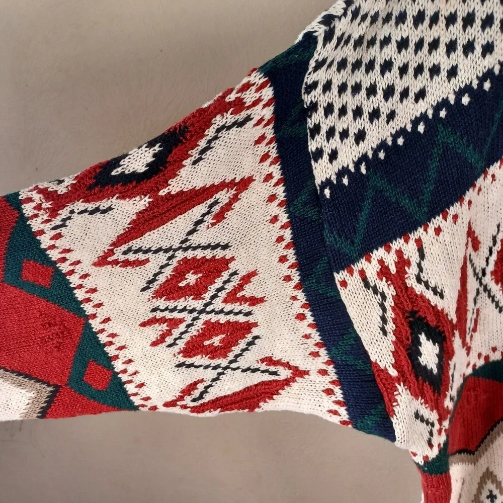 Chaps Ralph Lauren Vintage Grandpa Heavy Knit Sweater Retro Argyle‎ Holiday XL